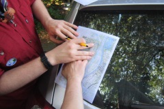 Puzzel op kaart voor route